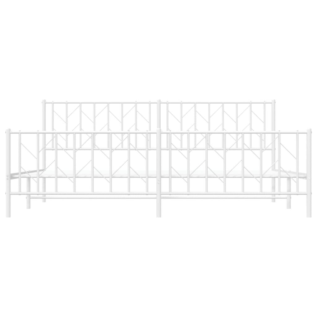 sengeramme med sengegavl og fodgærde 200x200 cm metal hvid