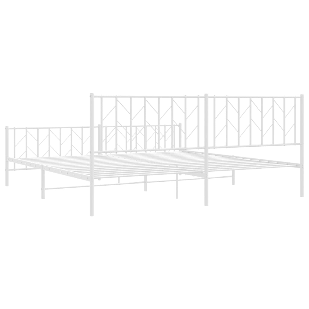 sengeramme med sengegavl og fodgærde 200x200 cm metal hvid