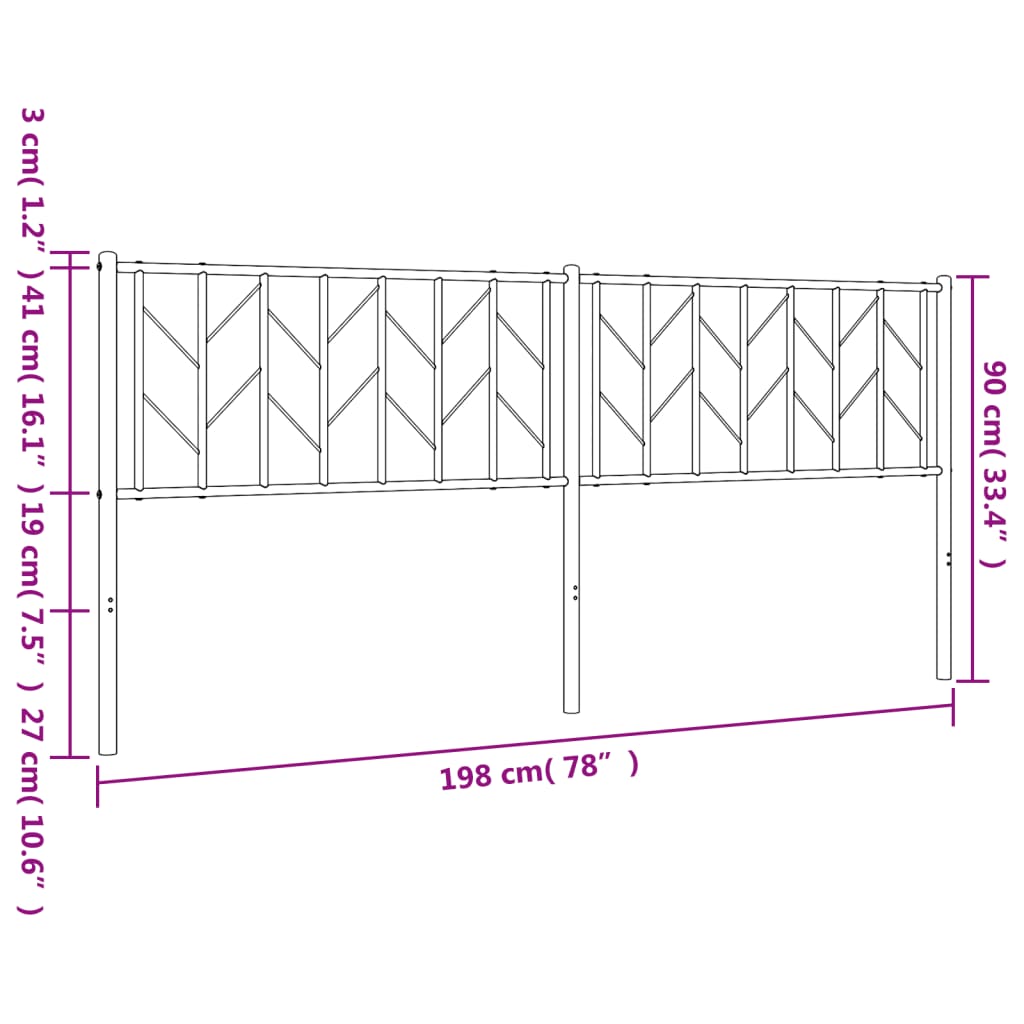 udskiftningsgavl 193 cm metal hvid