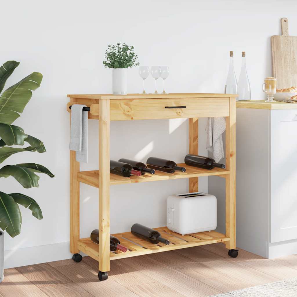 køkkenvogn MONZA 84x40x88,5 cm massivt fyrretræ