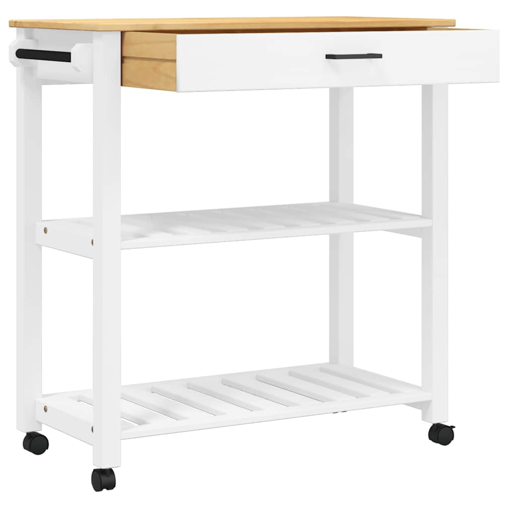 køkkenvogn MONZA 84x40x88,5 cm massivt fyrretræ