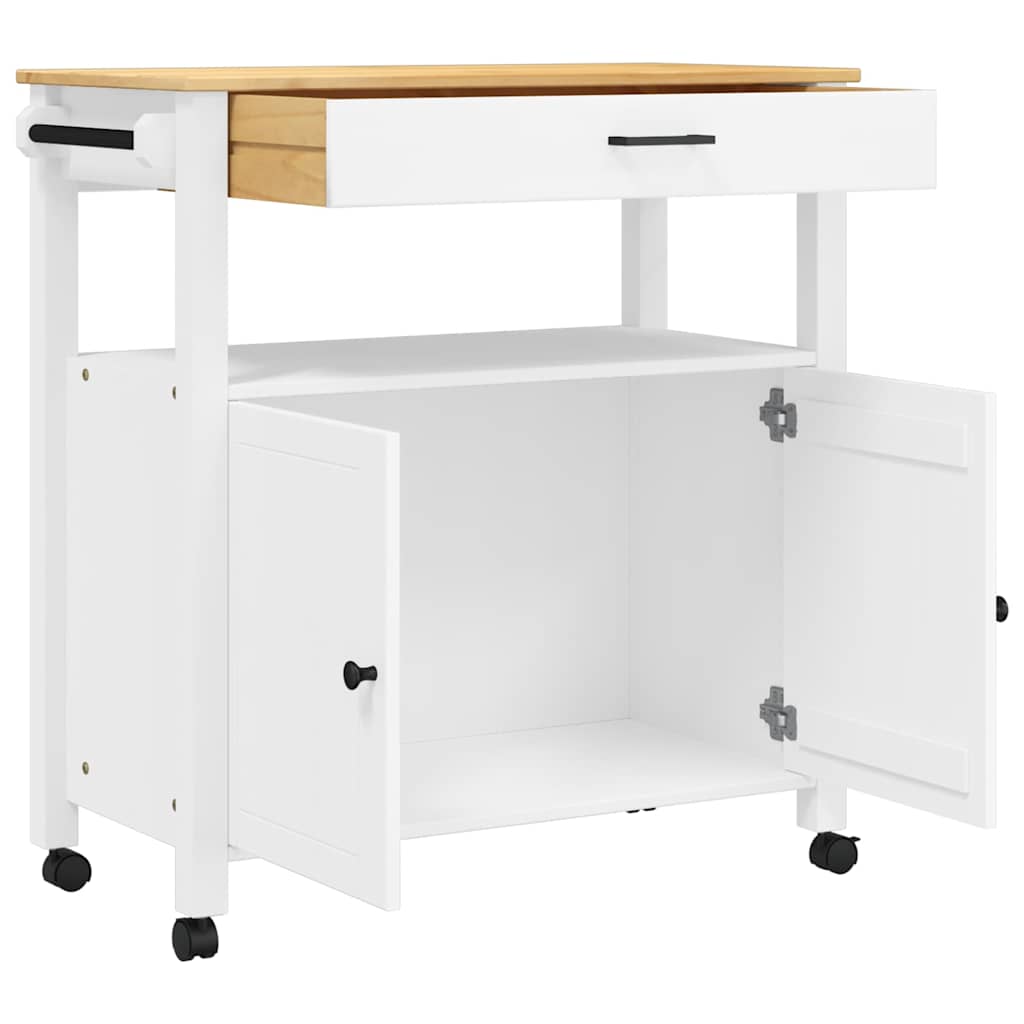 køkkenvogn MONZA 84x40x88,5 cm massivt fyrretræ hvid