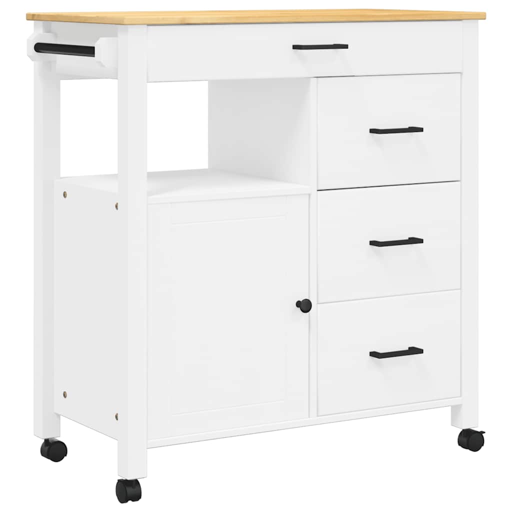 køkkenvogn MONZA 84x40x88,5 cm massivt fyrretræ hvid