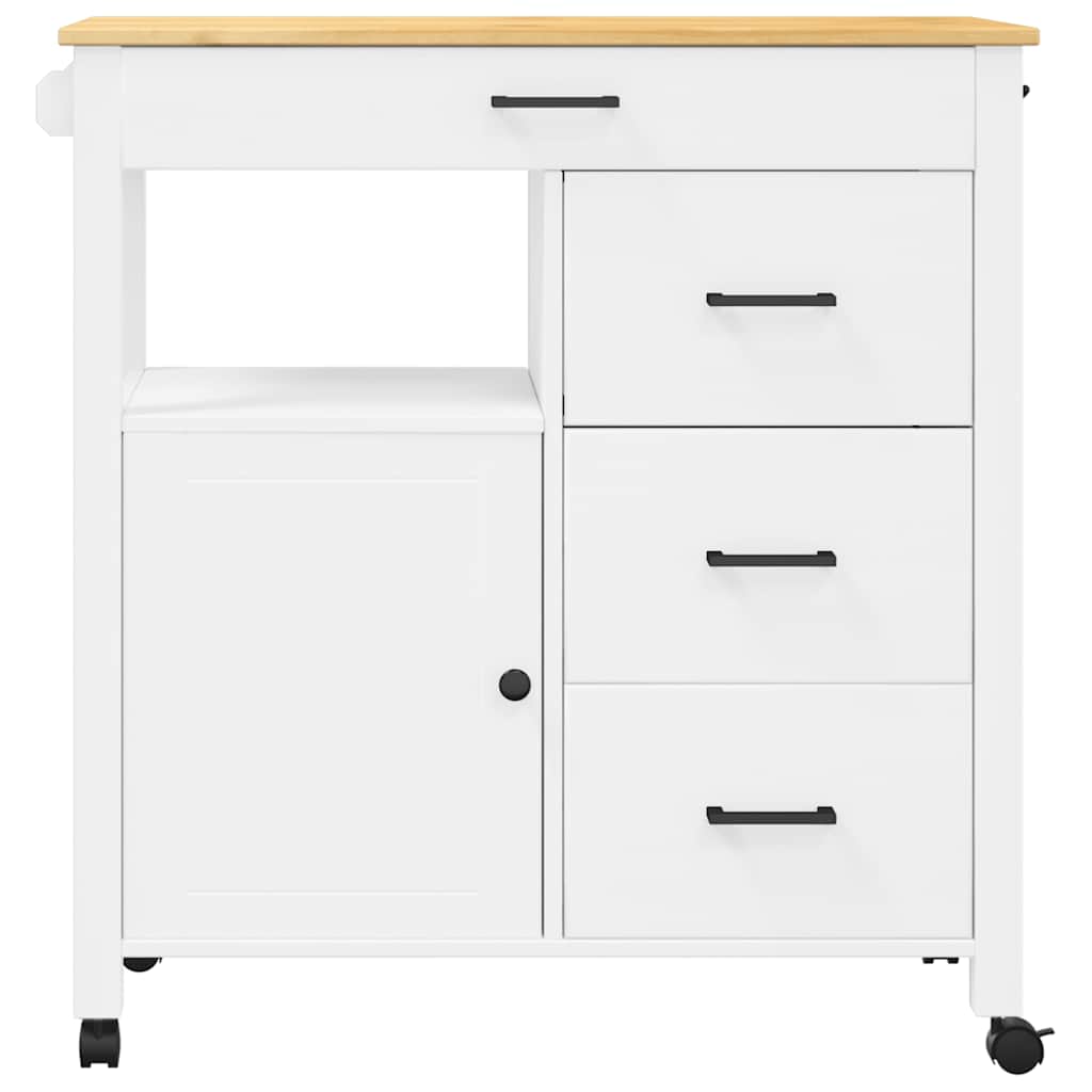 køkkenvogn MONZA 84x40x88,5 cm massivt fyrretræ hvid
