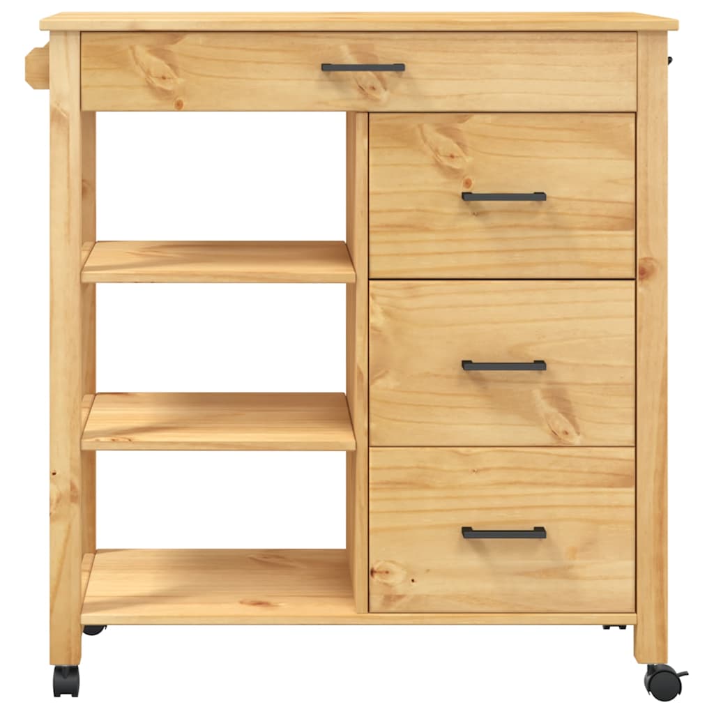 køkkenvogn MONZA 84x40x88,5 cm massivt fyrretræ lysebrun