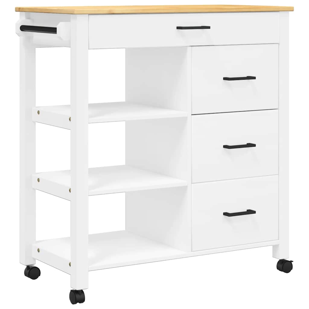 køkkenvogn MONZA 84x40x88,5 cm massivt fyrretræ hvid