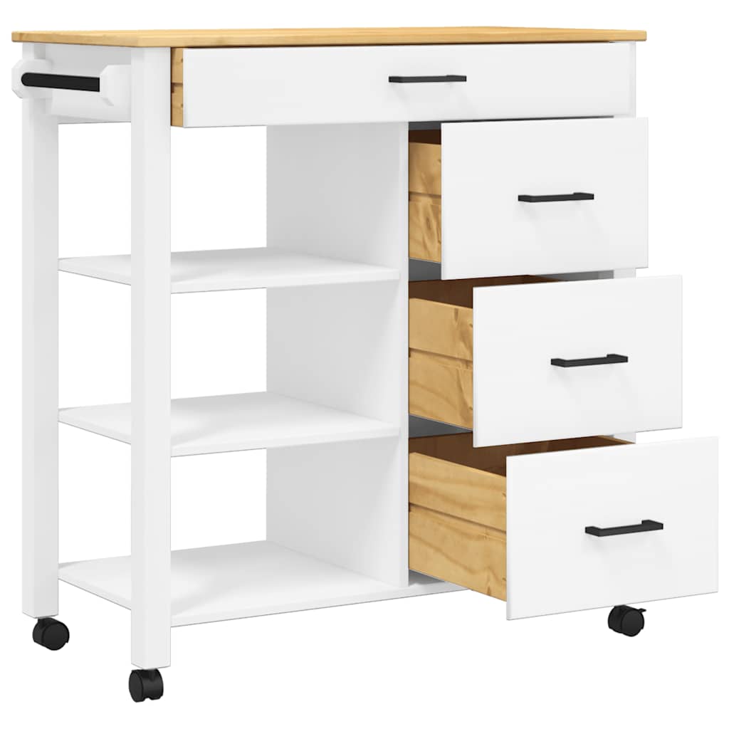 køkkenvogn MONZA 84x40x88,5 cm massivt fyrretræ hvid