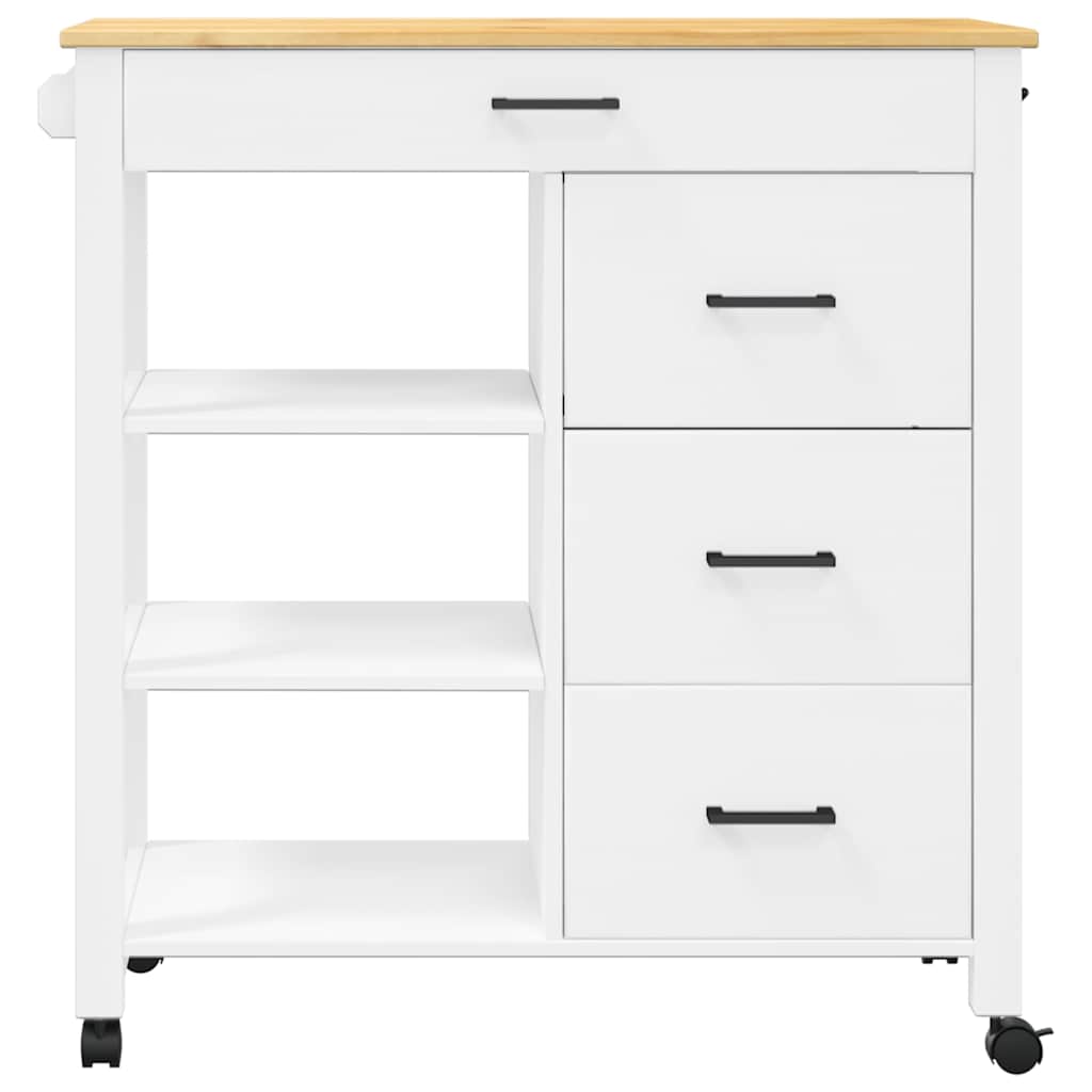 køkkenvogn MONZA 84x40x88,5 cm massivt fyrretræ hvid