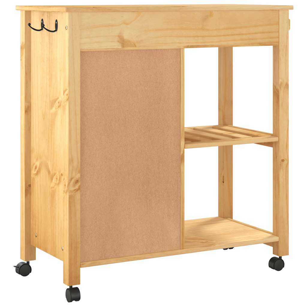 køkkenvogn MONZA 84x40x88,5 cm massivt fyrretræ