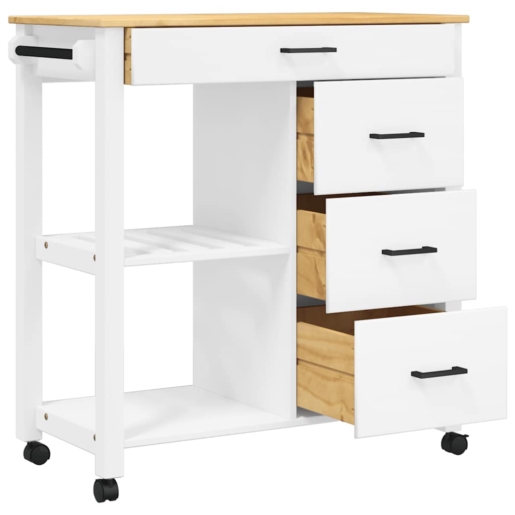 køkkenvogn MONZA 84x40x88,5 cm massivt fyrretræ