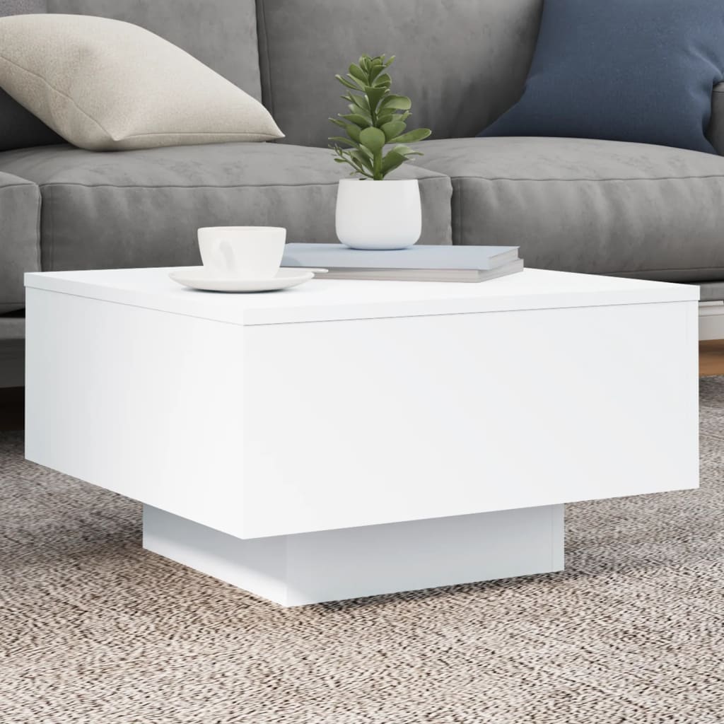 sofabord 55x55x31 cm konstrueret træ hvid