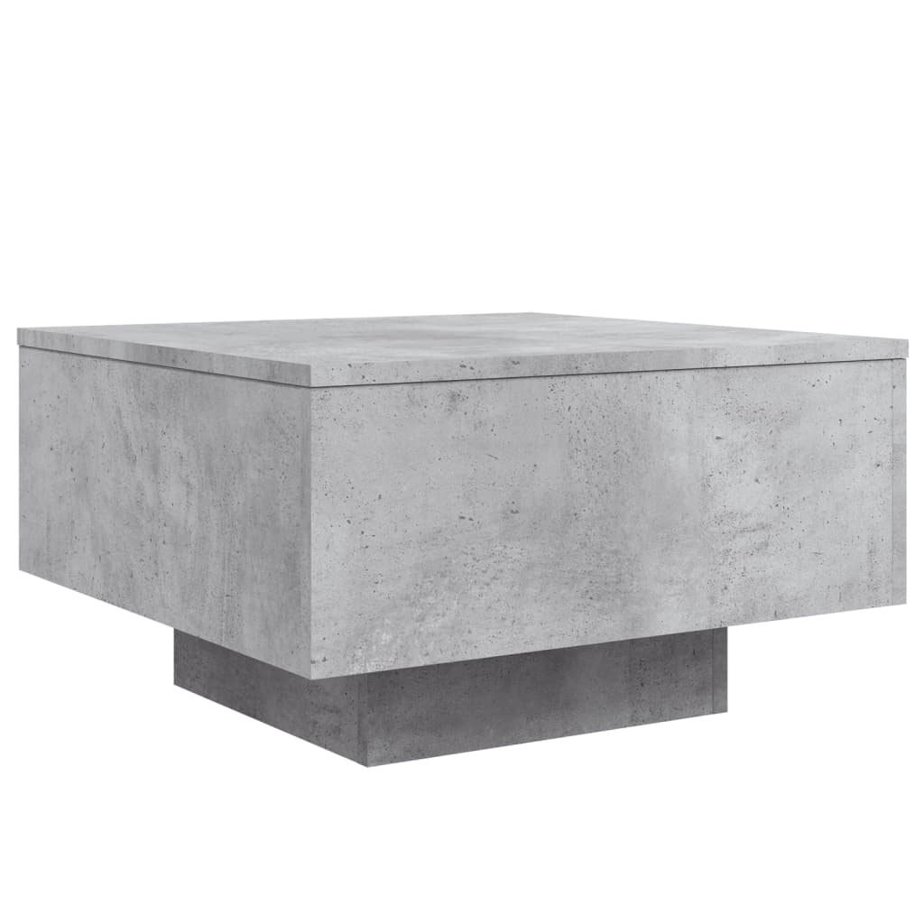 sofabord med LED-lys 55x55x31 cm betongrå