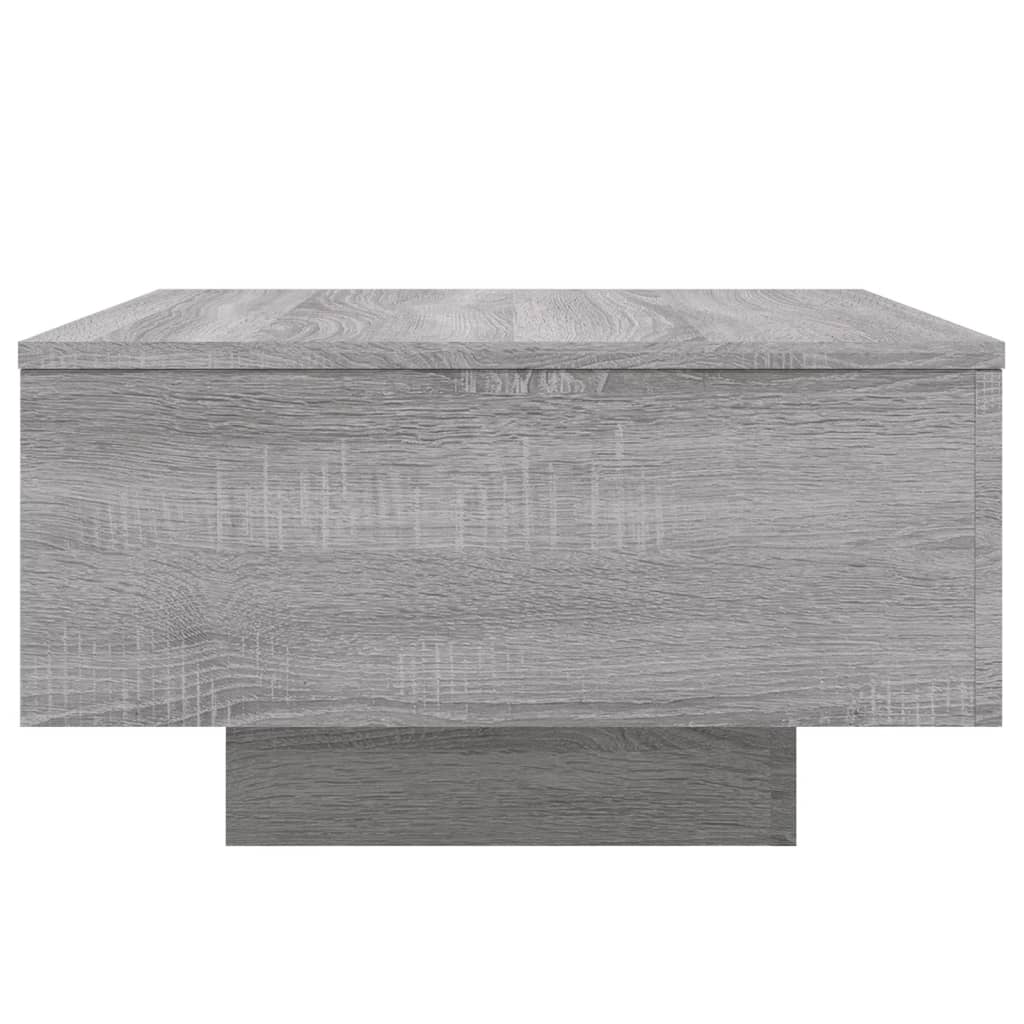 sofabord med LED-lys 55x55x31 cm grå sonoma-eg