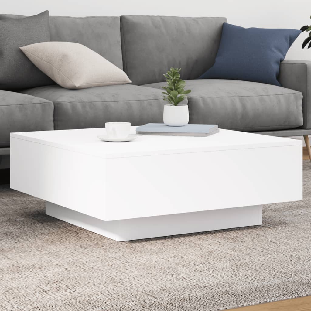 sofabord 80x80x31 cm konstrueret træ hvid