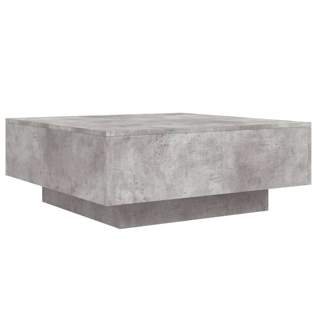 sofabord med LED-lys 80x80x31 cm betongrå