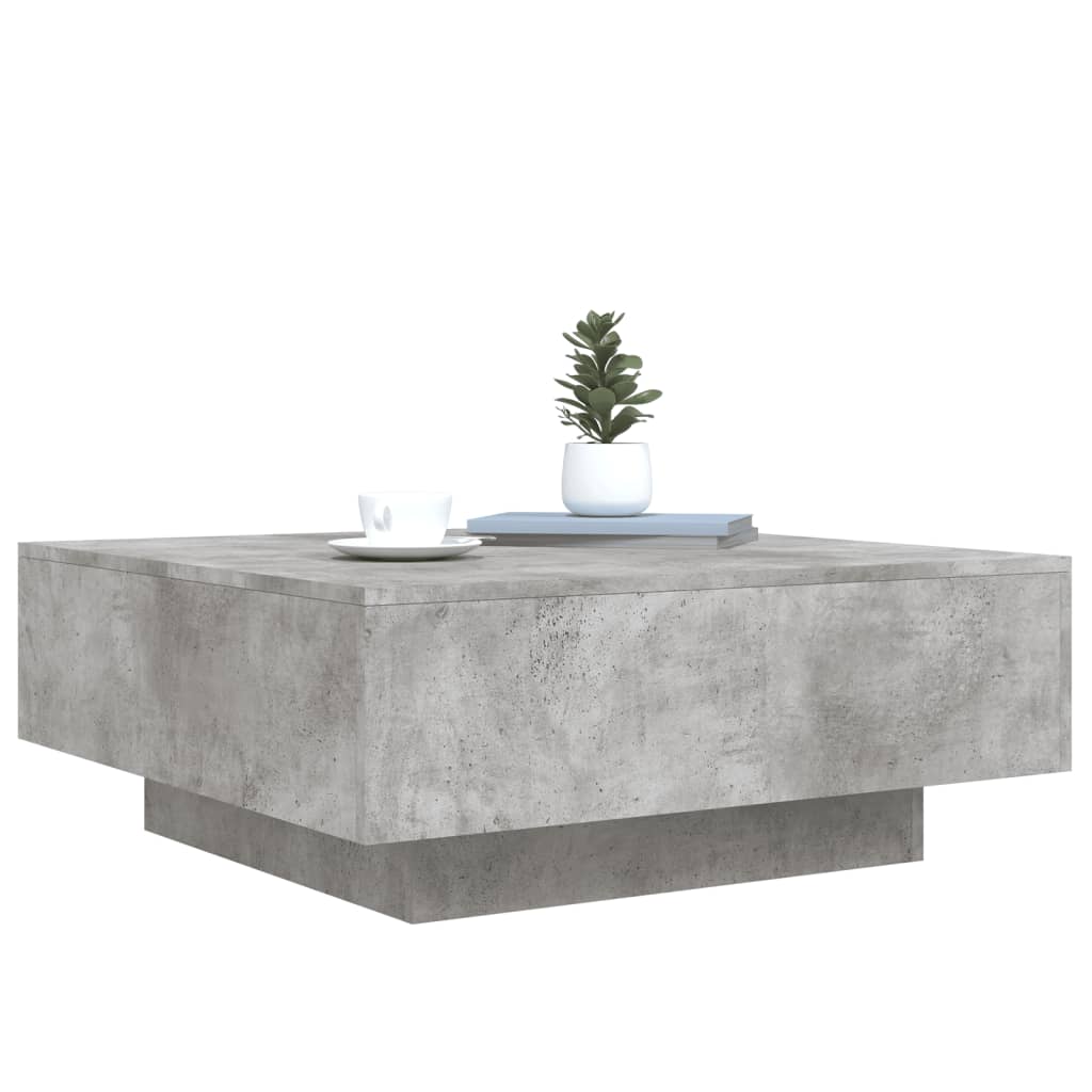 sofabord med LED-lys 80x80x31 cm betongrå