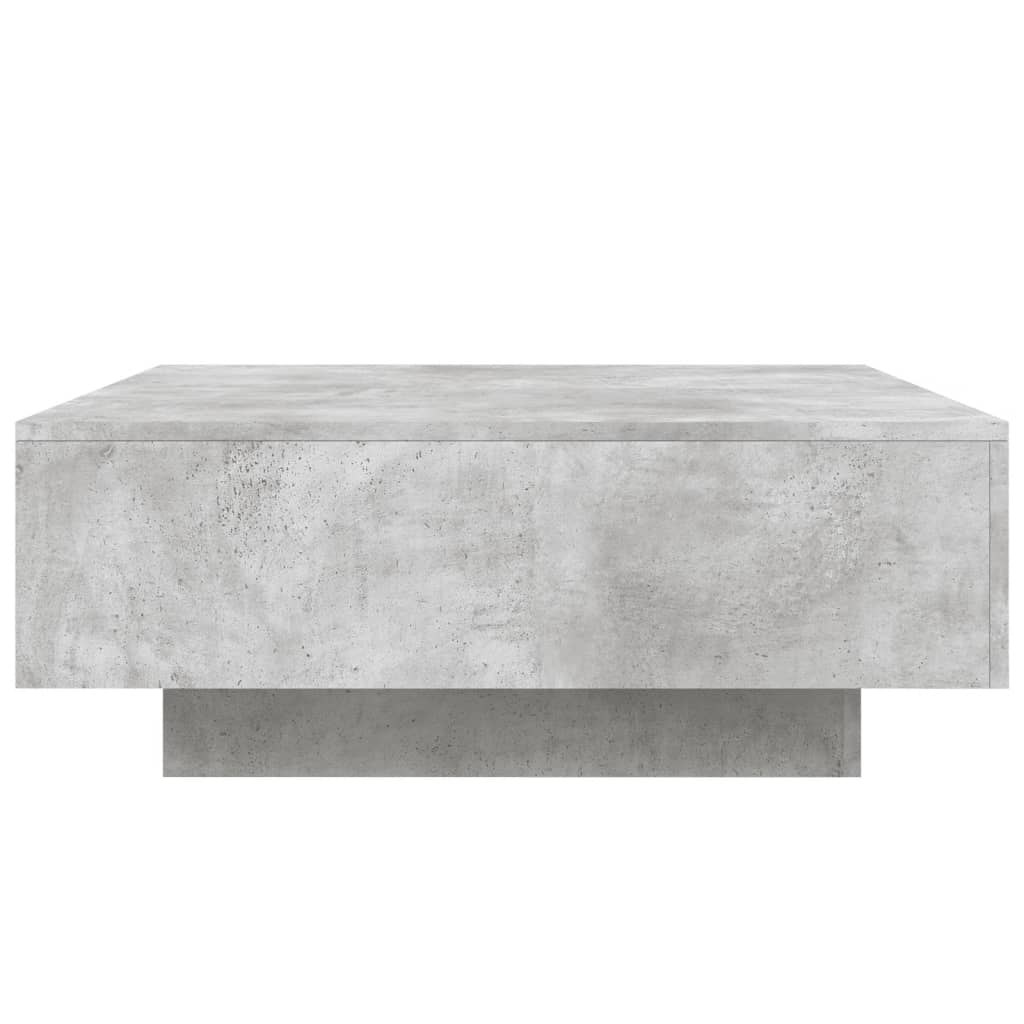 sofabord med LED-lys 80x80x31 cm betongrå
