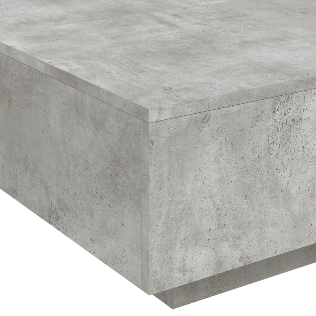 sofabord med LED-lys 80x80x31 cm betongrå