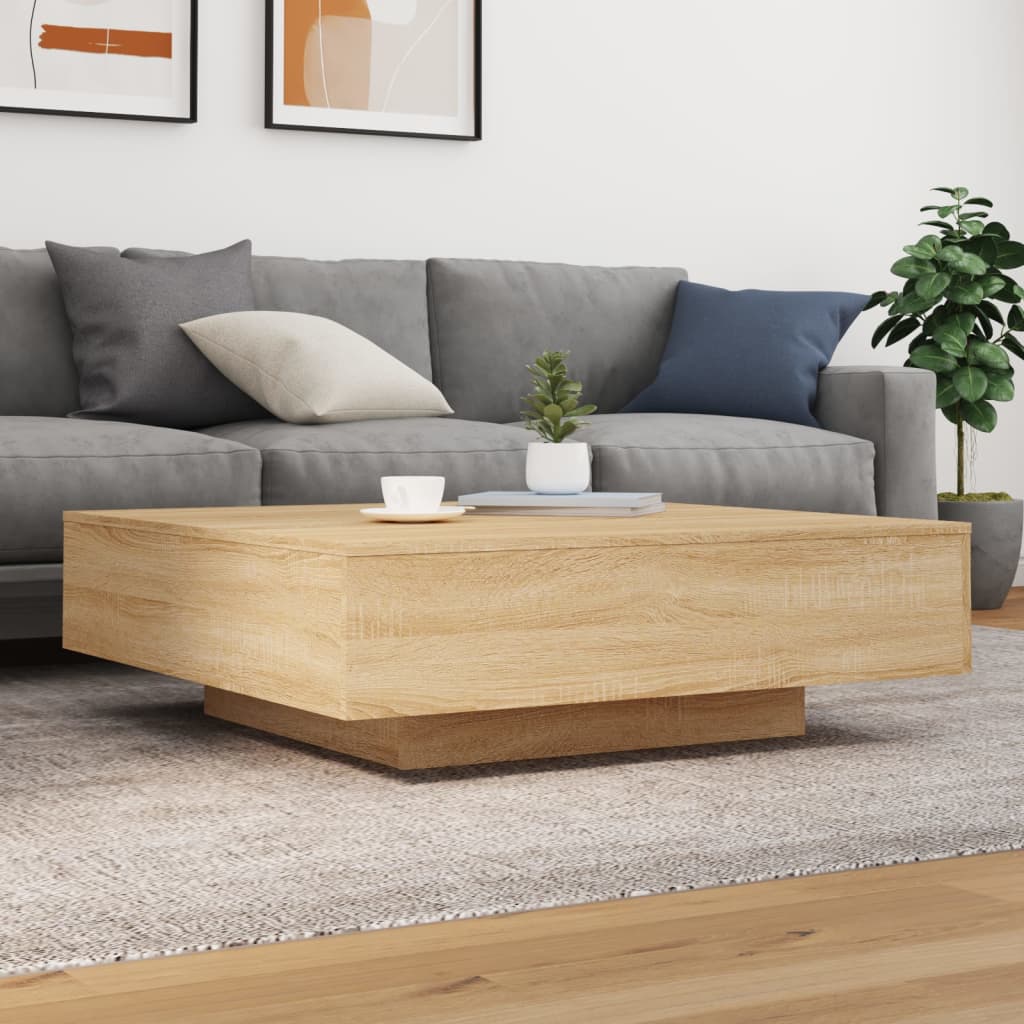 sofabord 100x100x31 cm konstrueret træ sonoma-eg