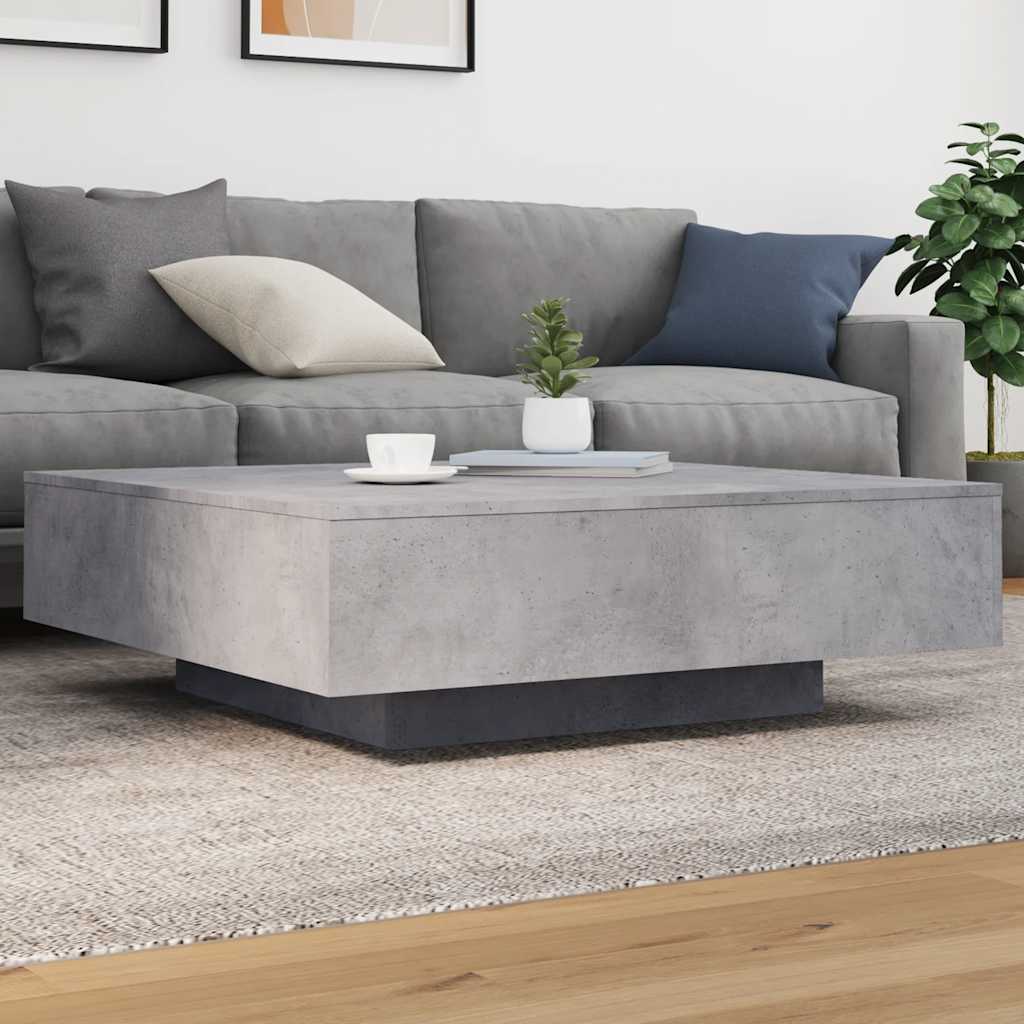 sofabord 100x100x31 cm konstrueret træ betongrå