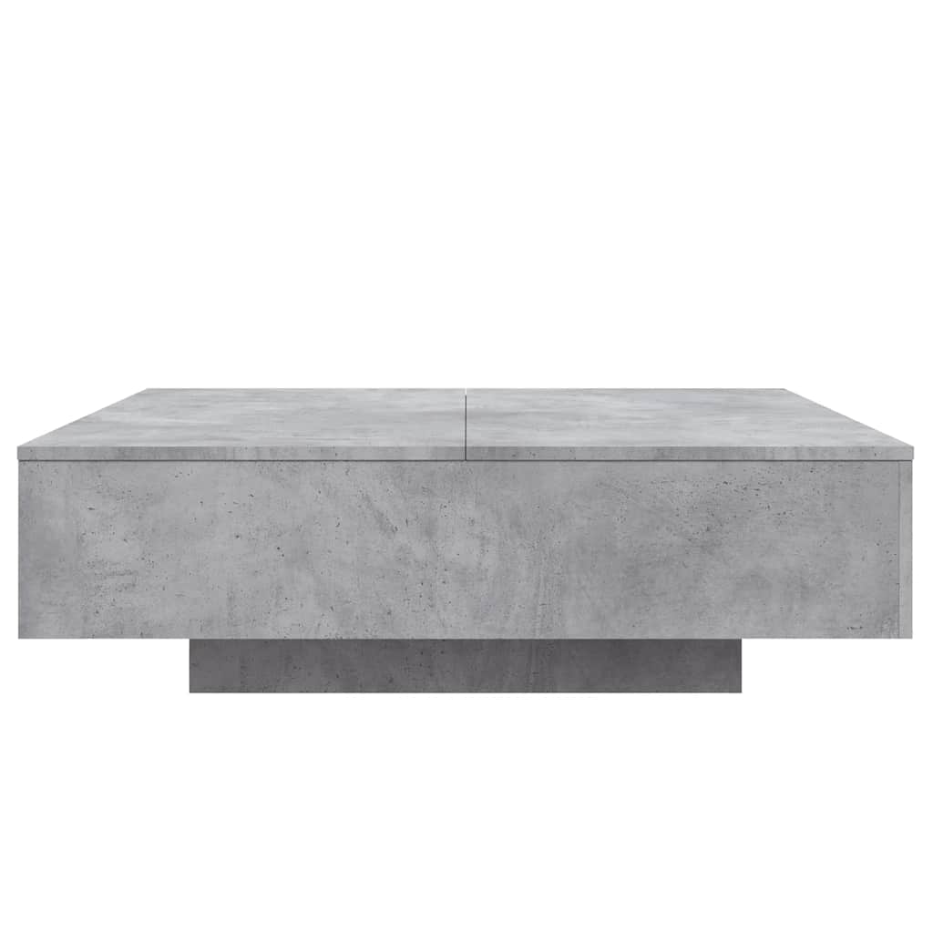 sofabord med LED-lys 100x100x31 cm betongrå