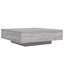 sofabord med LED-lys 100x100x31 cm grå sonoma-eg