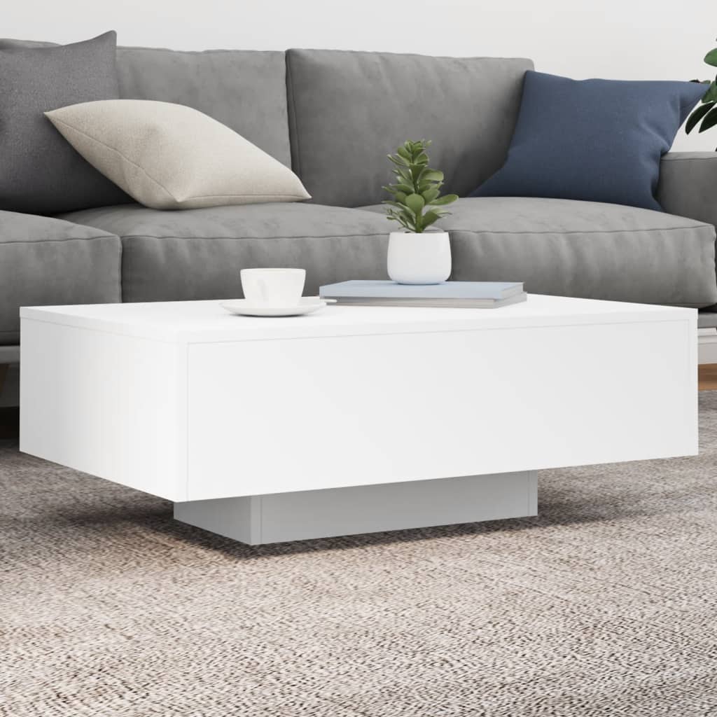 sofabord med LED-lys 85x55x31 cm hvid
