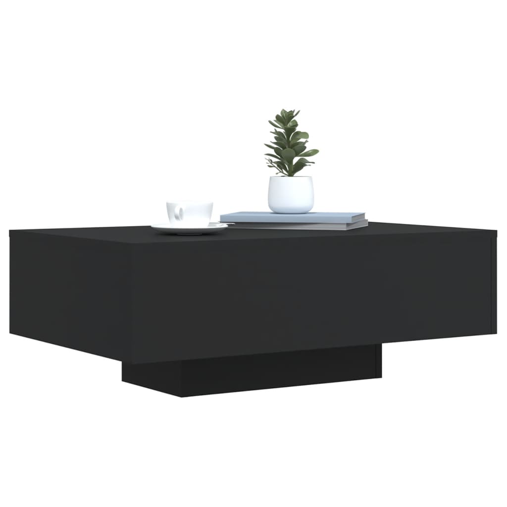 sofabord med LED-lys 85x55x31 cm sort