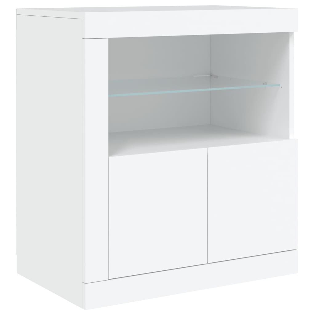 skænk med LED-lys 60,5x37x67 cm hvid