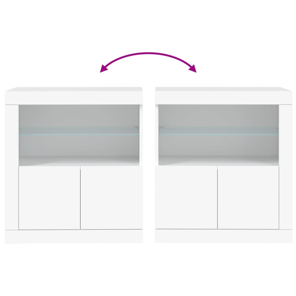 skænk med LED-lys 60,5x37x67 cm hvid