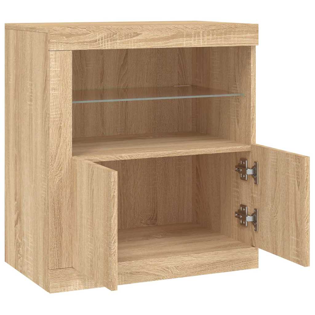 skænk med LED-lys 60,5x37x67 cm sonoma-eg