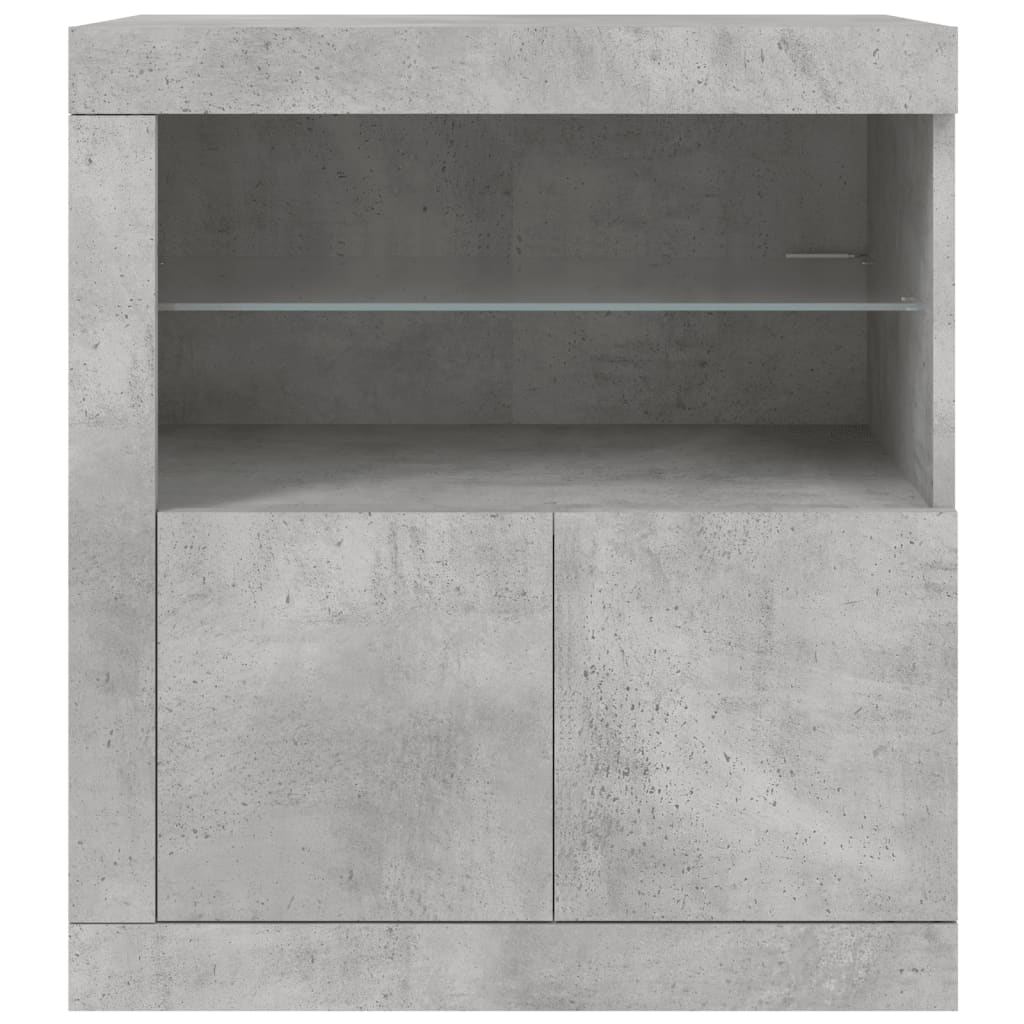 skænk med LED-lys 60,5x37x67 cm betongrå