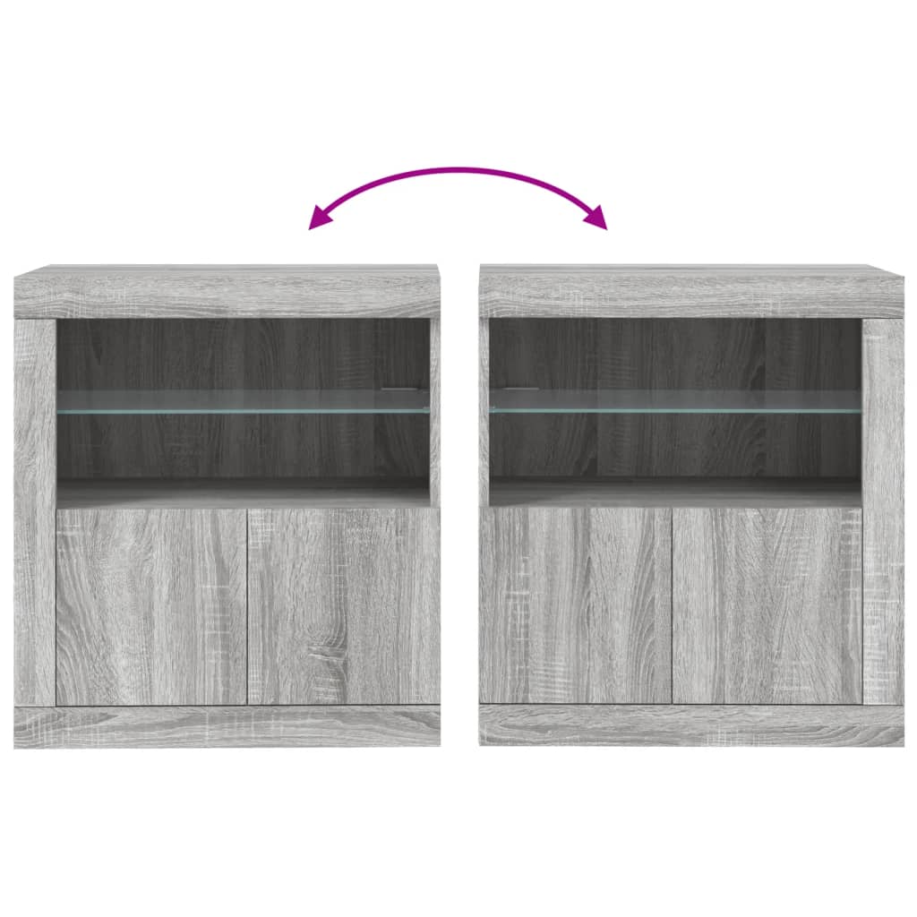 skænk med LED-lys 60,5x37x67 cm grå sonoma-eg