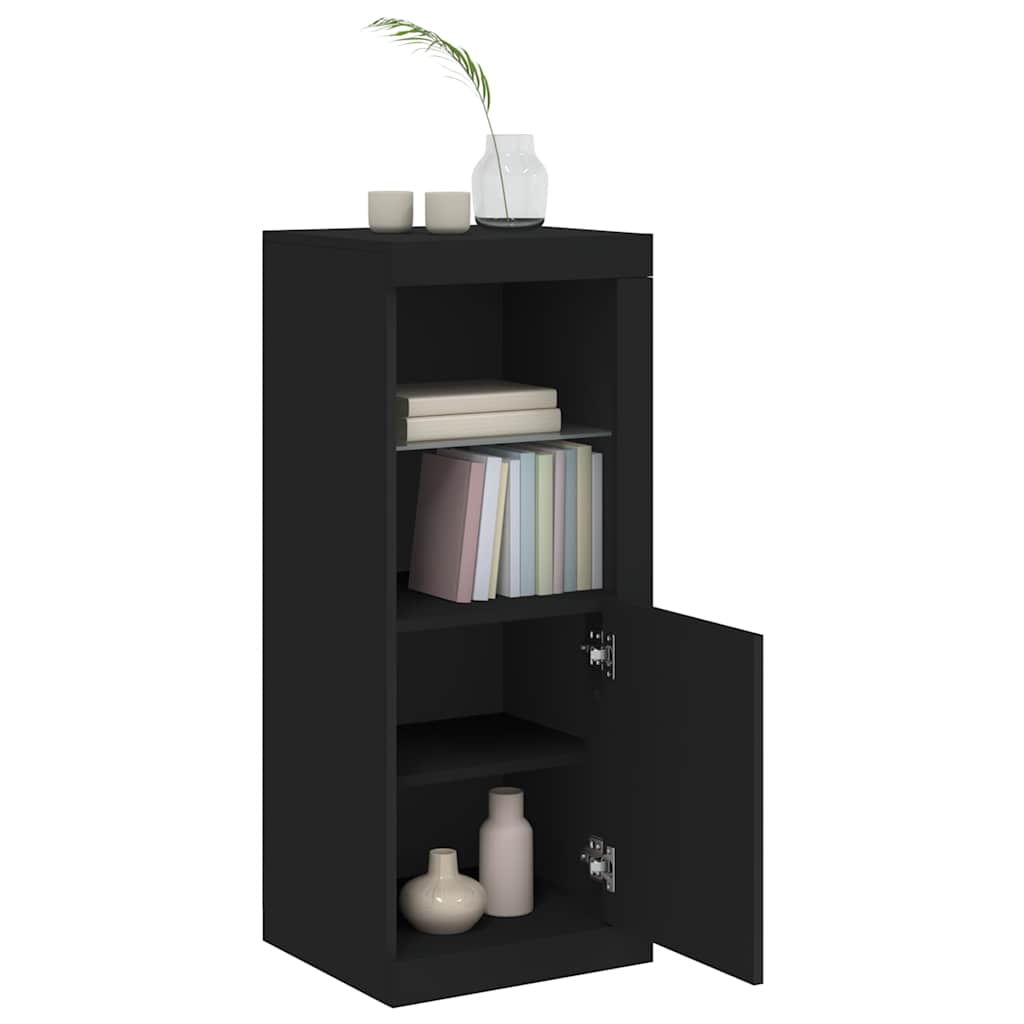 skænk med LED-lys 41x37x100 cm sort