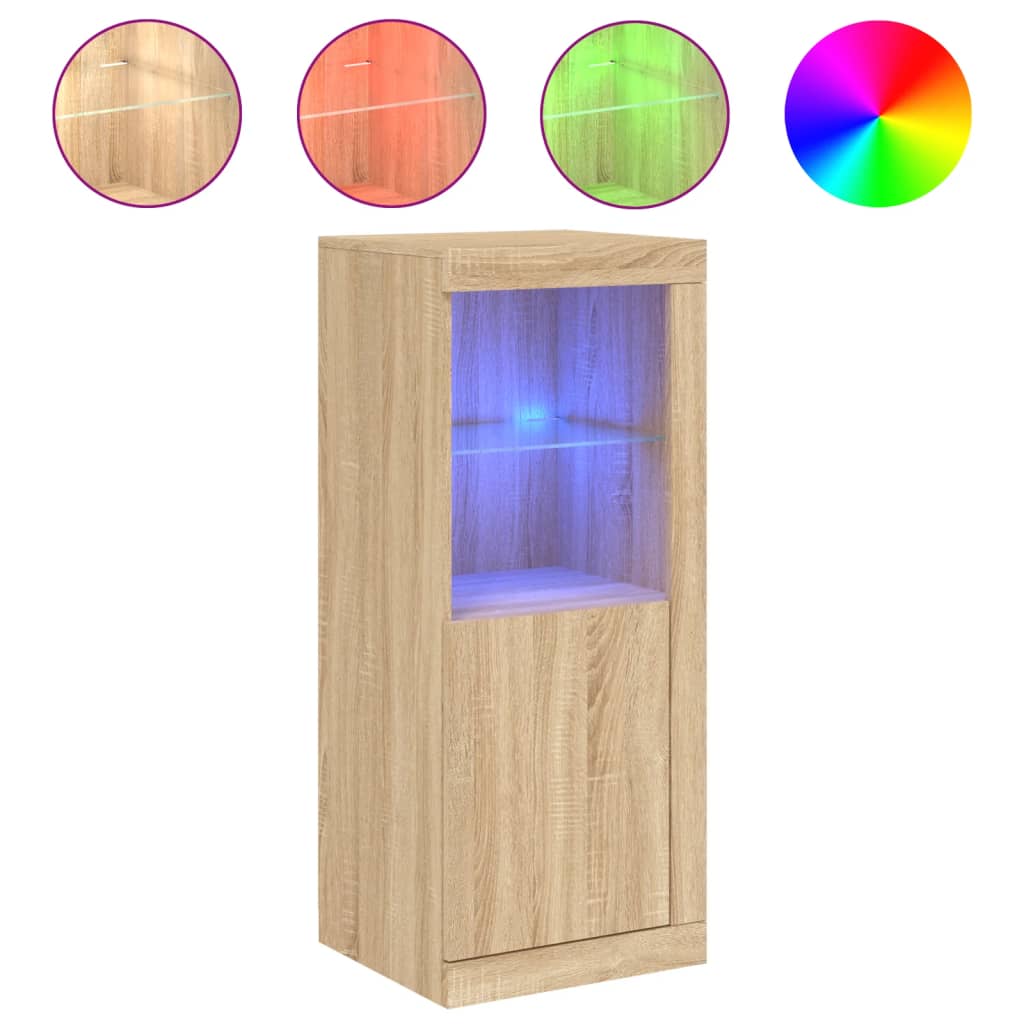 skænk med LED-lys 41x37x100 cm sonoma-eg