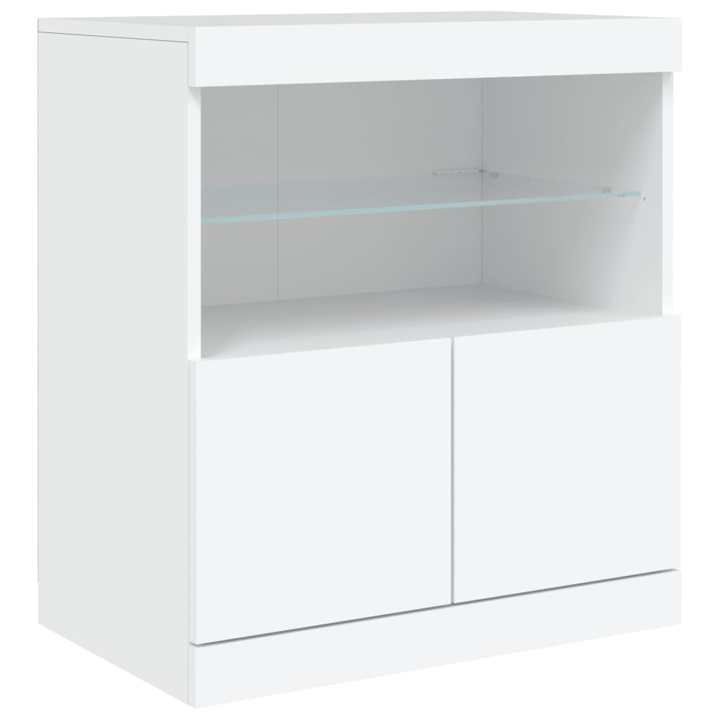 skænk med LED-lys 60x37x67 cm hvid