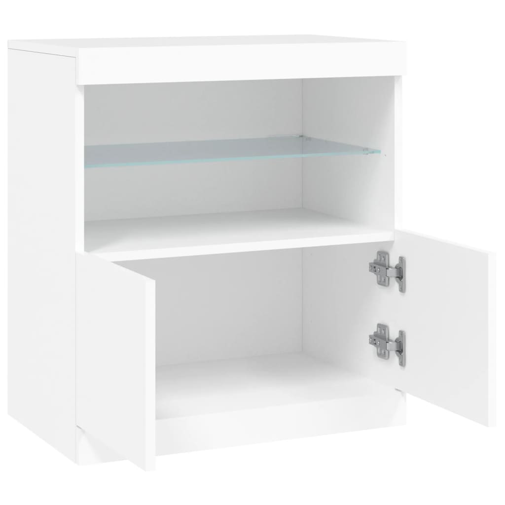 skænk med LED-lys 60x37x67 cm hvid