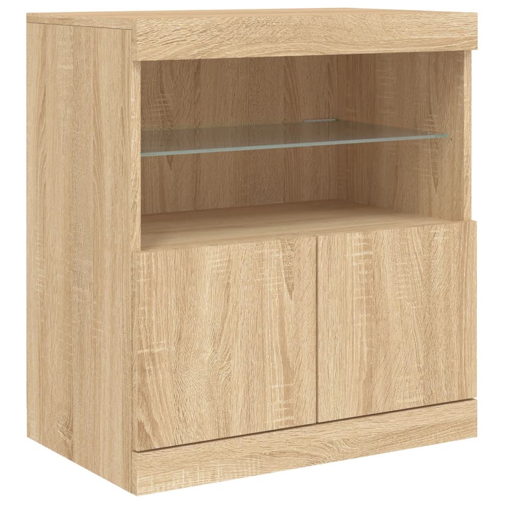 skænk med LED-lys 60x37x67 cm sonoma-eg