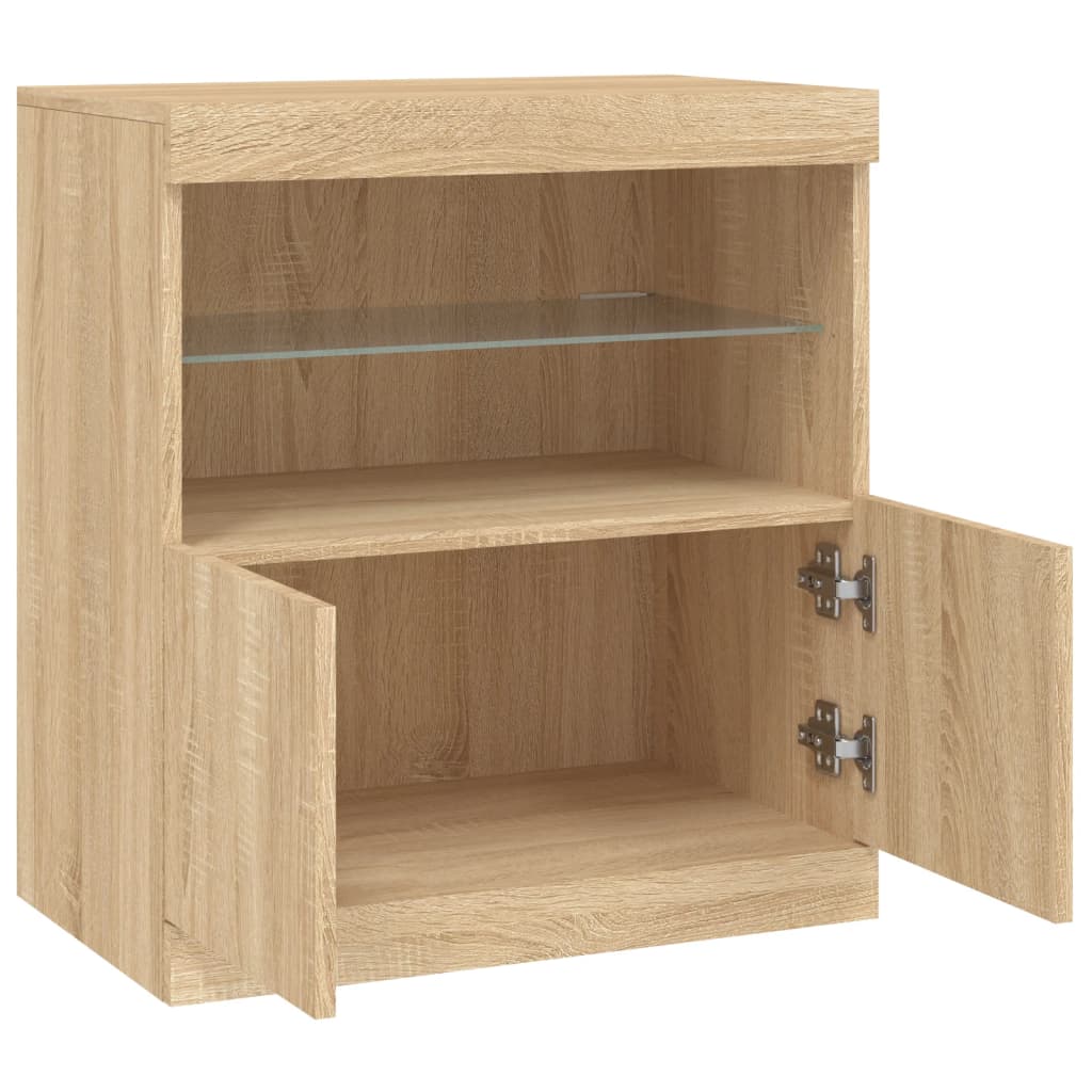 skænk med LED-lys 60x37x67 cm sonoma-eg