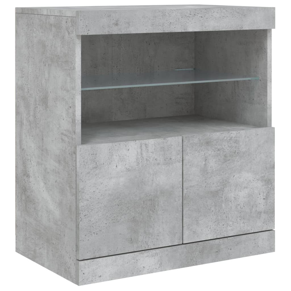skænk med LED-lys 60x37x67 cm betongrå