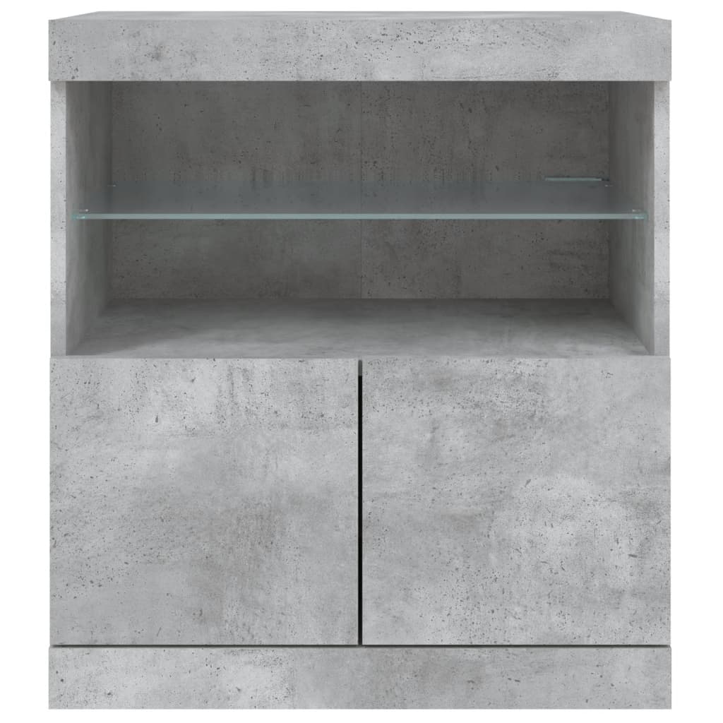 skænk med LED-lys 60x37x67 cm betongrå