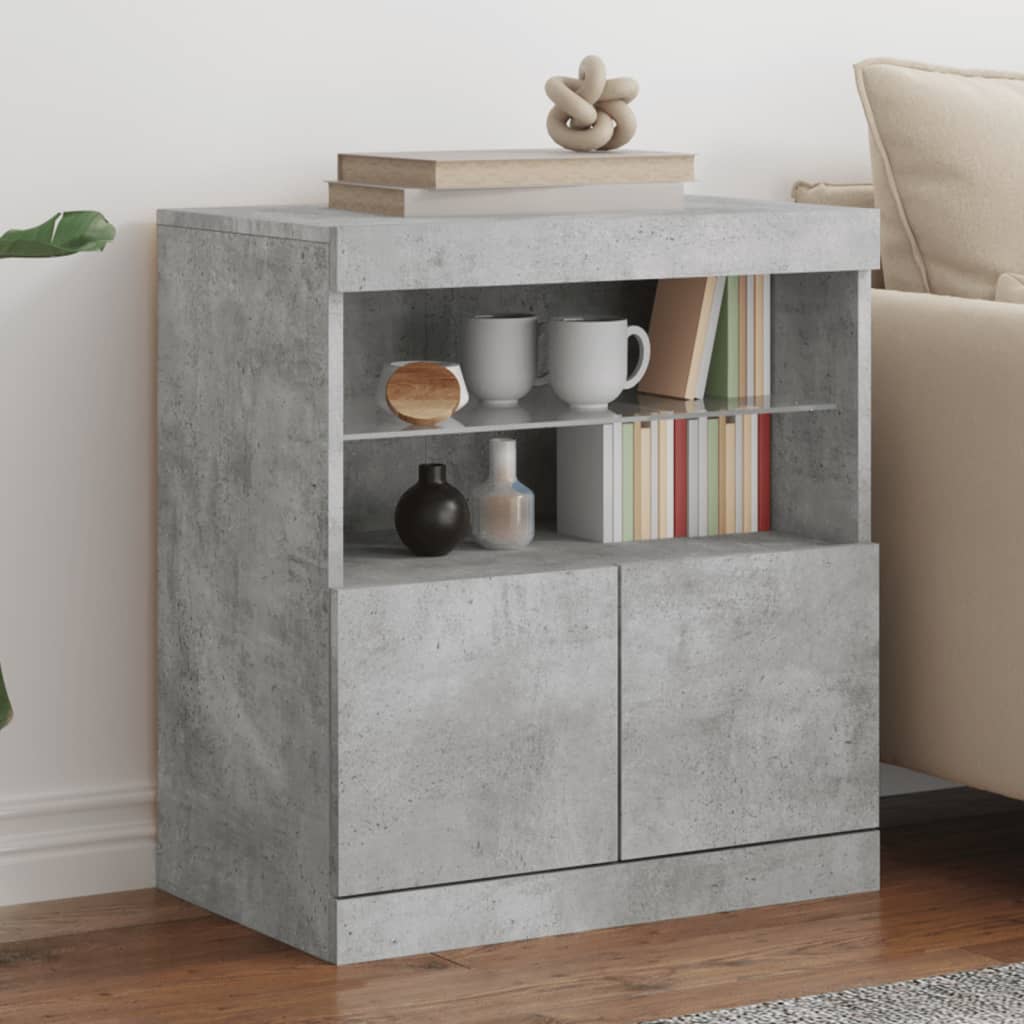 skænk med LED-lys 60x37x67 cm betongrå