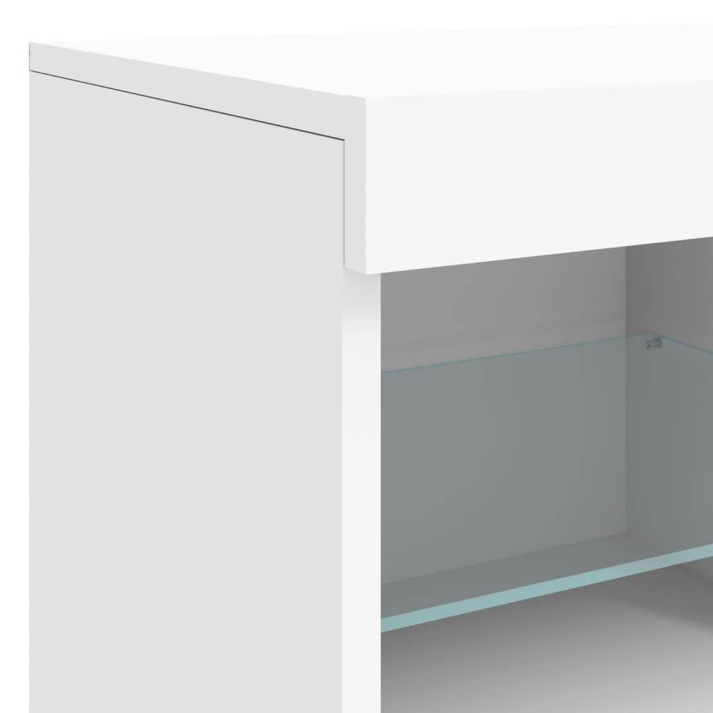 skænk med LED-lys 81x37x67 cm hvid