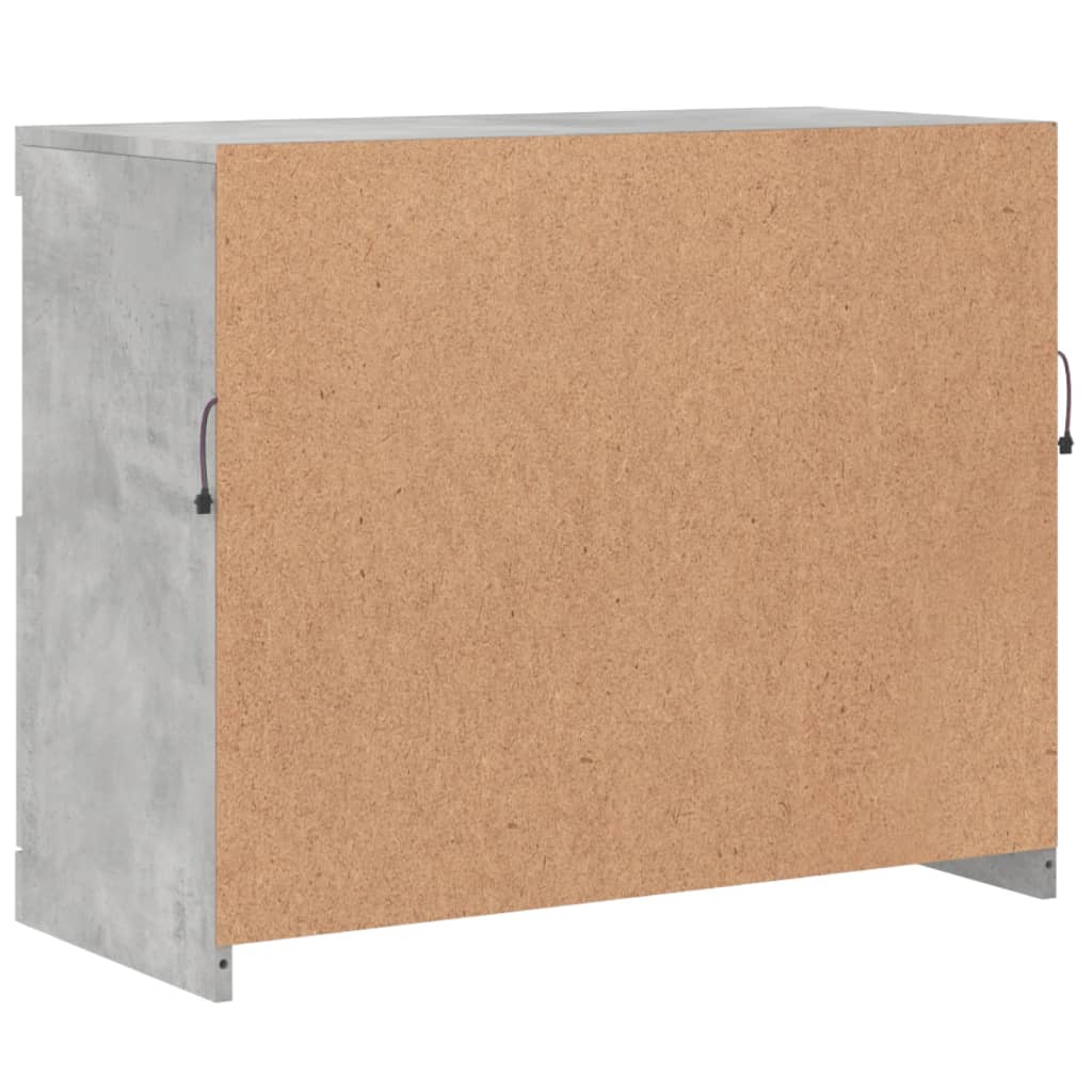 skænk med LED-lys 81x37x67 cm betongrå