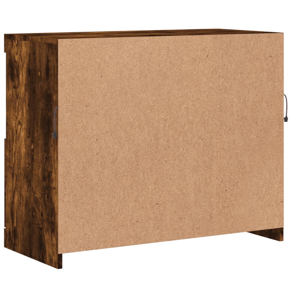 skænk med LED-lys 81x37x67 cm røget egetræsfarve