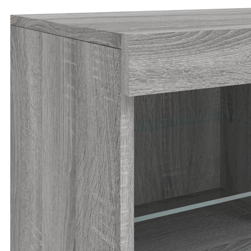 skænk med LED-lys 81x37x67 cm grå sonoma-eg