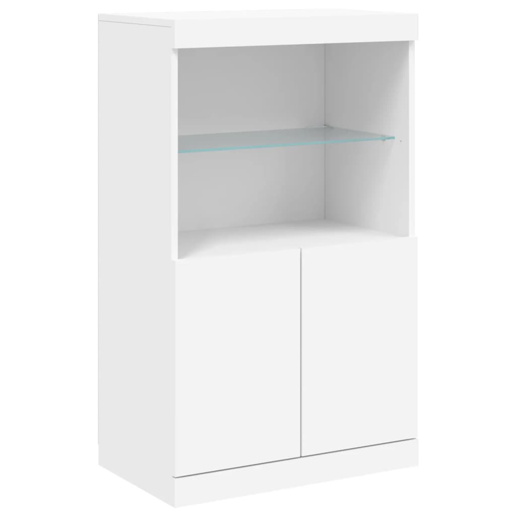skænk med LED-lys 60,5x37x100 cm hvid