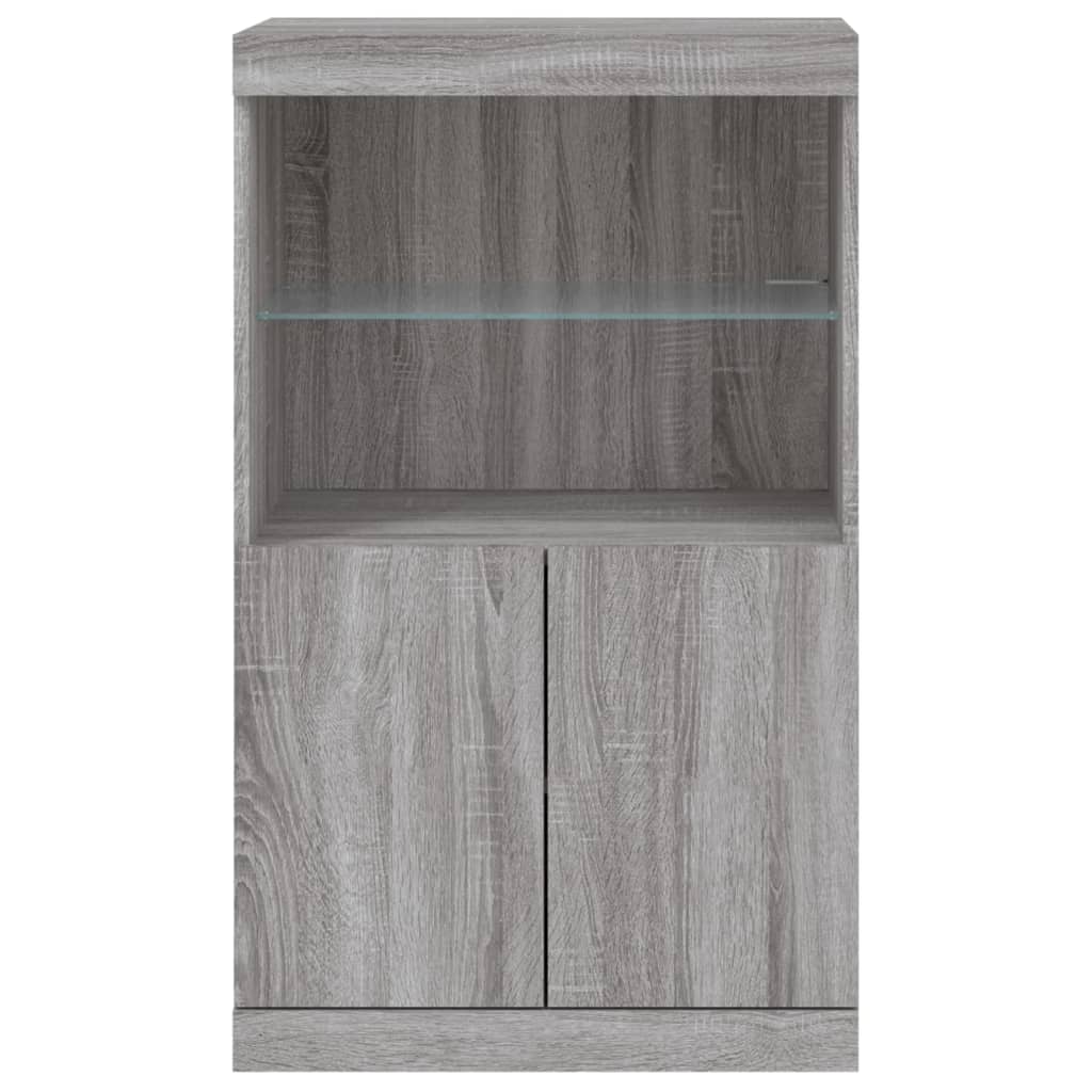 skænk med LED-lys 60,5x37x100 cm grå sonoma-eg
