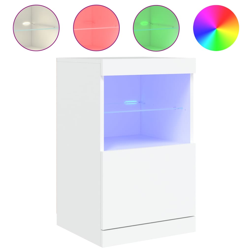 skænk med LED-lys 41x37x67 cm hvid
