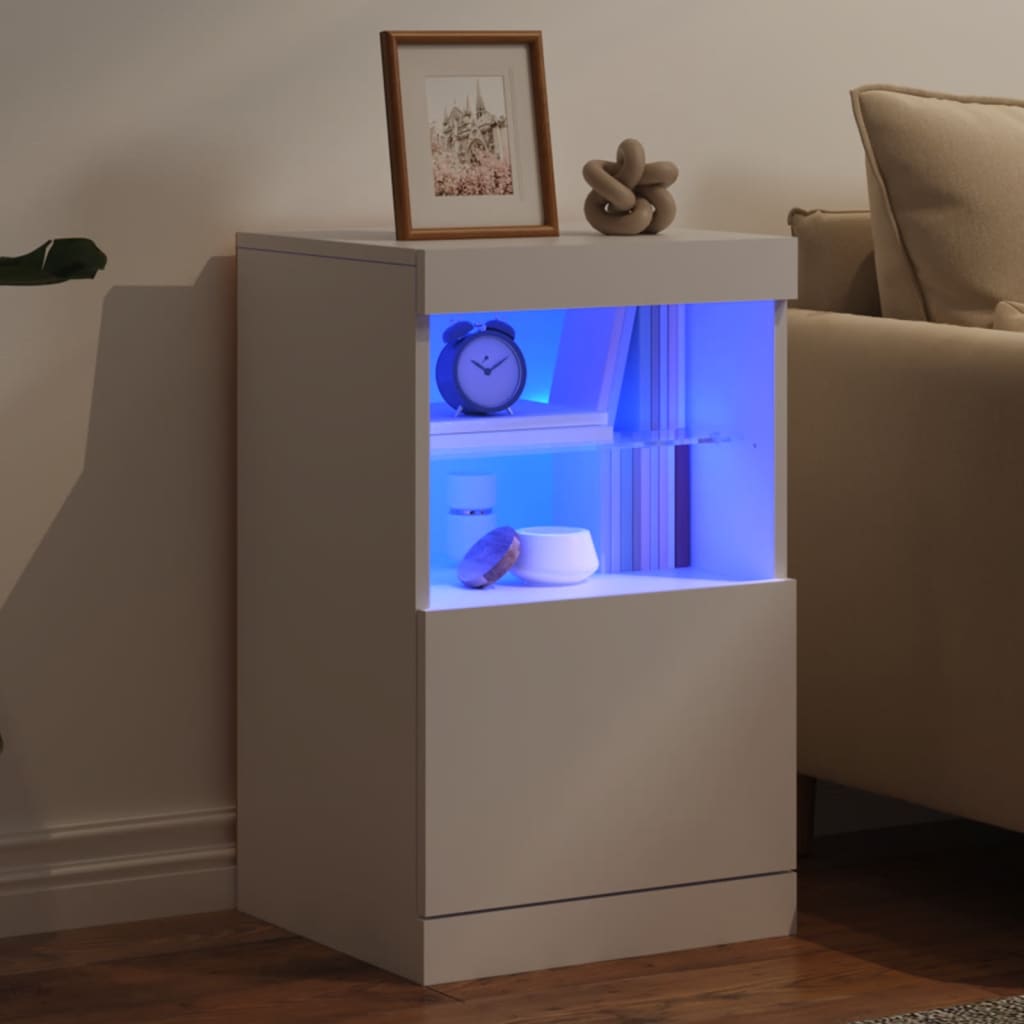 skænk med LED-lys 41x37x67 cm hvid